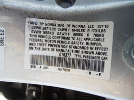 2010 Honda Civic LX Silver 1.8L Vtec AT #A22469
